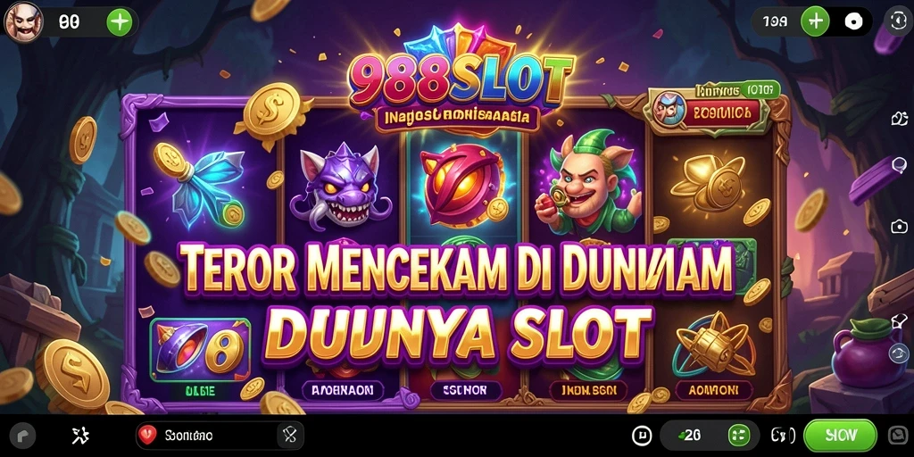 Screenshot 988SLOT menampilkan suasana gameplay yang menyeramkan dengan karakter horor.