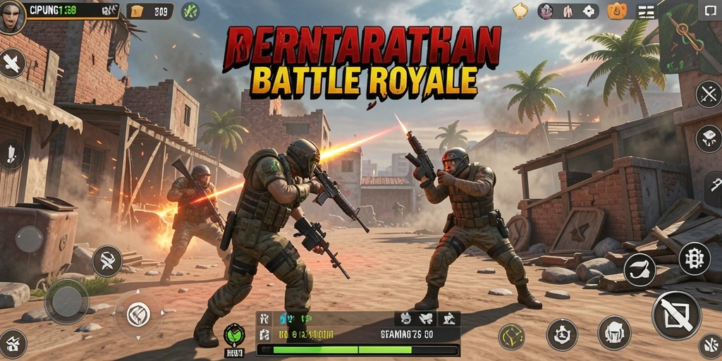 Tampilan gameplay intens dalam pertempuran Battle Royale di CIPUNG138.