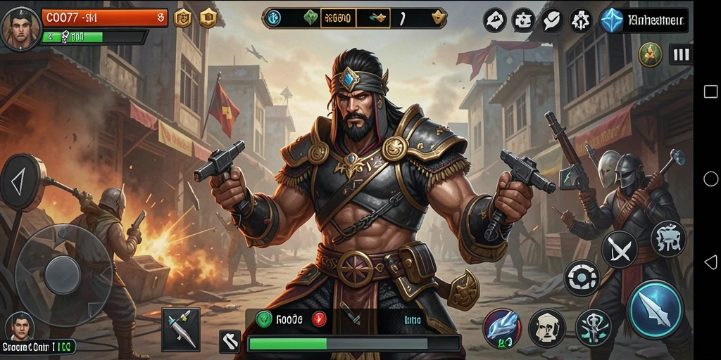 Screenshot gameplay COO77 menampilkan pertempuran strategi yang intens.