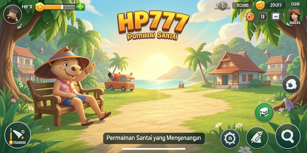 Tangkapan layar utama HP777 menampilkan gameplay yang menarik dan penuh warna.