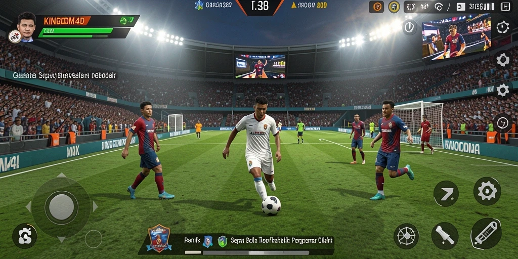 Screenshot KINGDOM4D menampilkan aksi menegangkan pertandingan sepak bola.