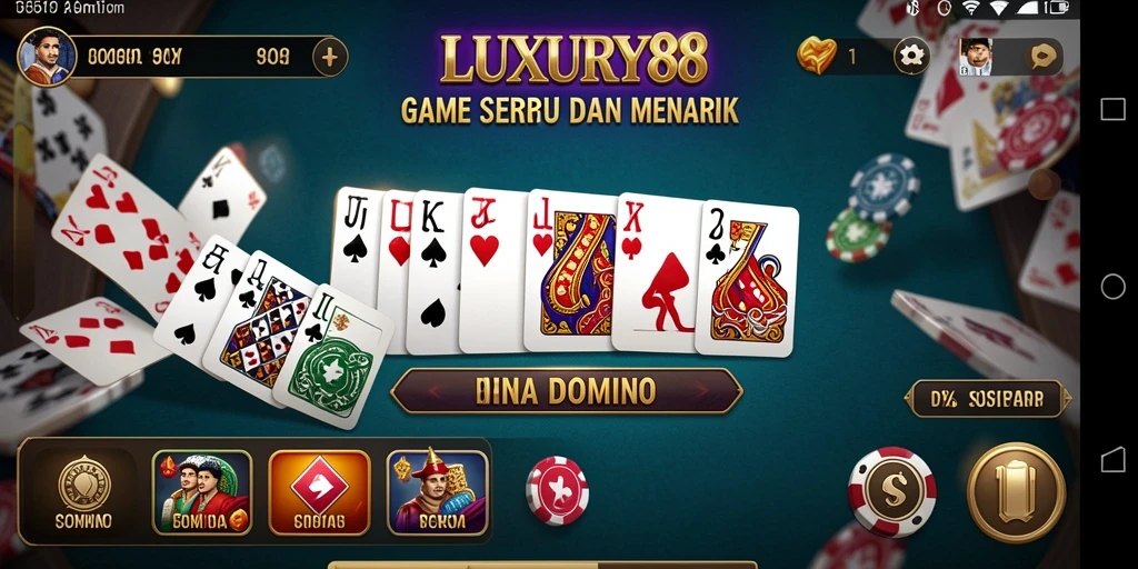Screenshot gameplay LUXURY88 yang menampilkan keseruan bermain Domino.