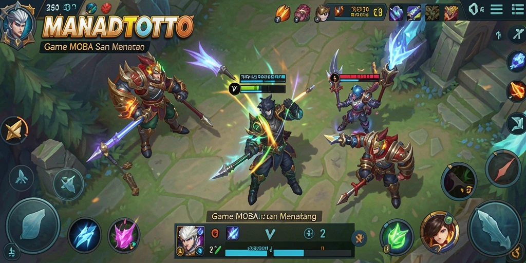 Tangkapan layar gameplay MANADOTOTO yang menampilkan pertempuran yang mendebarkan.