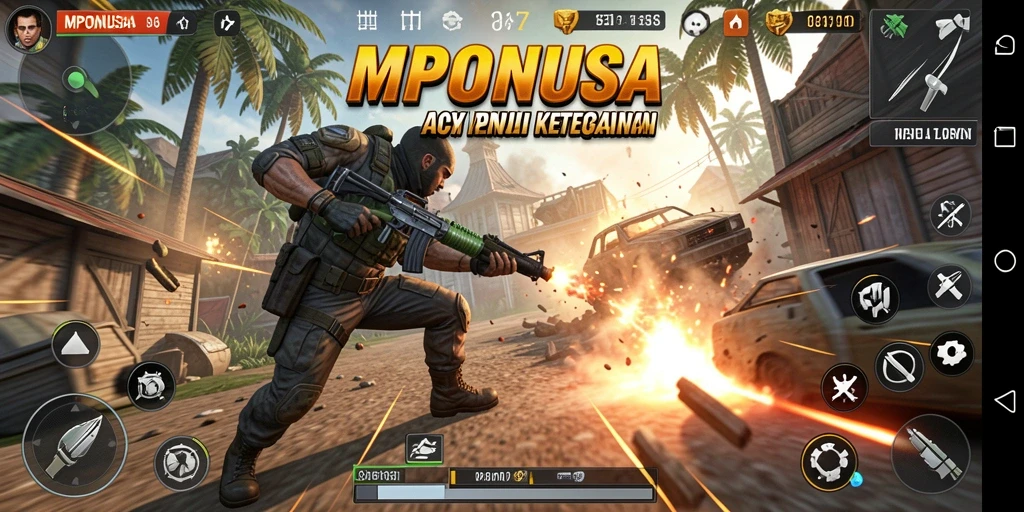 Tampilan mendebarkan dari gameplay MPONUSA saat beraksi melawan musuh.