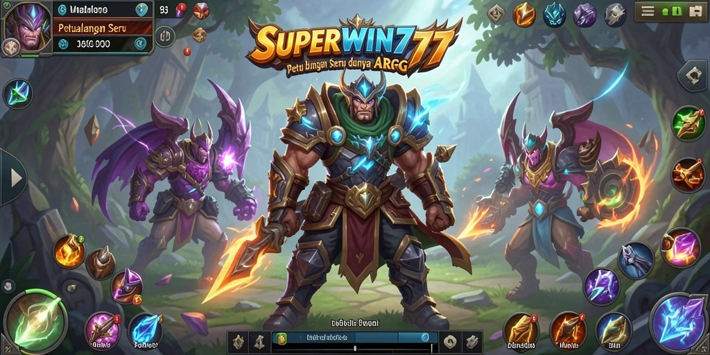Tampilan gameplay epik dari SUPERWIN777 di medan pertempuran ARPG.